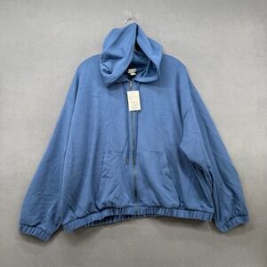 A New Day Hoodie Womens XXL Blue Modal Blend Full Zip Elastic Hem NEW